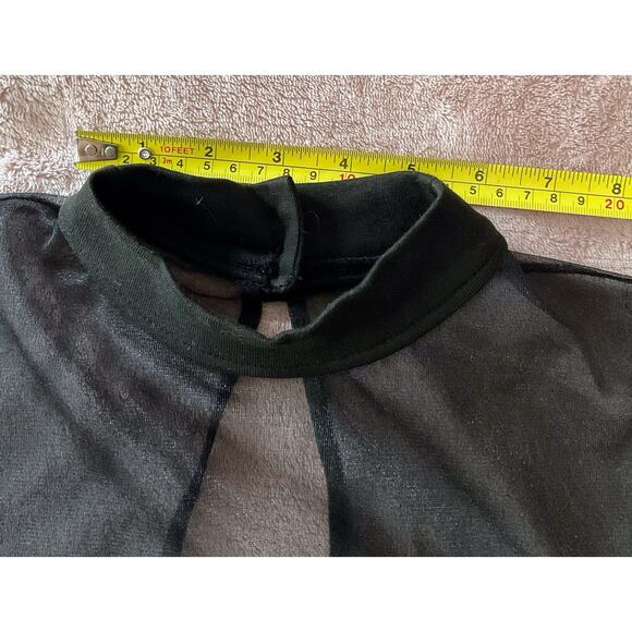 Vtg 90’s Black Sheer Crotch Snap Bodysuit Embellished Jewels Dance Stretch Med. - Picture 13 of 16